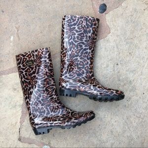 Nicole Miller Cheetah Print Rain Boots (Sz 10)